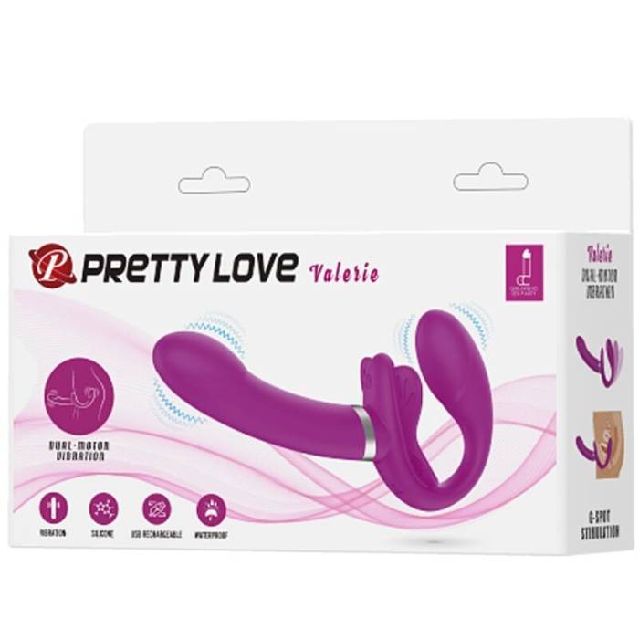 PRETTY LOVE - VIBRADOR VALERIE DOUBLE STRAP-ON 12 VIBRAÃÃES ROXO