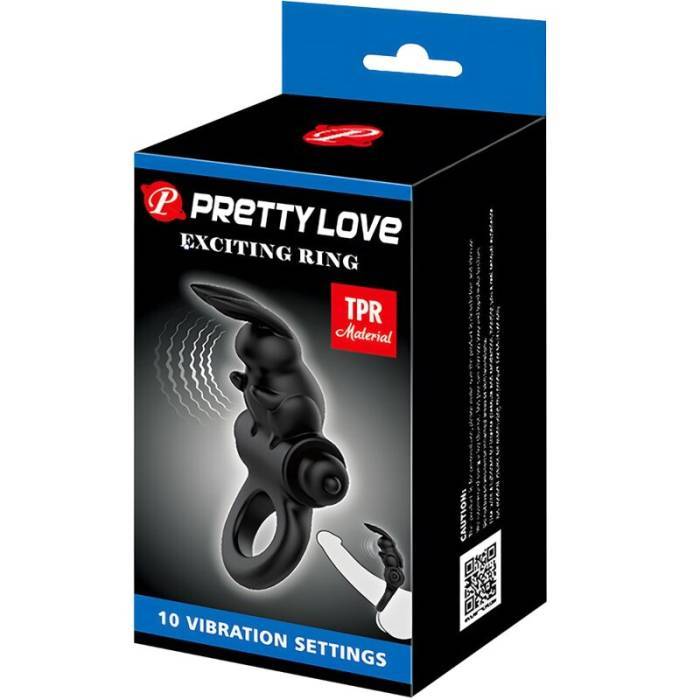 PRETTY LOVE - ANEL VIBRADOR COELHO ANEL EXCITANTE 10 VIBRAÃÃES PRETO