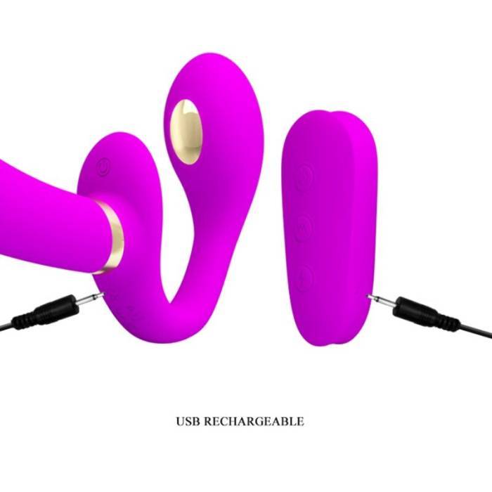 PRETTY LOVE - THUNDERBIRD VIBRADOR DUPLO STRAP-ON CONTROLE REMOTO ROXO