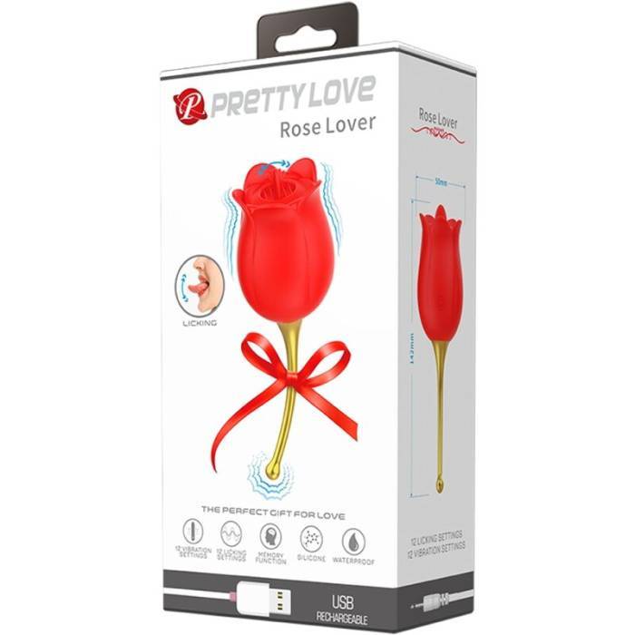PRETTY LOVE - ESTIMULADOR DE CLITÃRIS ROSE LOVER 12 VIBRAÃÃES VERMELHO