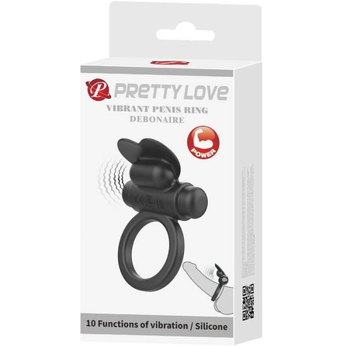 PRETTY LOVE - ANEL VIBRATÃRIO DEBONAIRE COELHO 10 VIBRAÃÃES PRETO