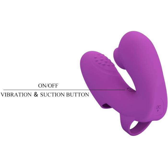 PRETTY LOVE - VIBRADOR DE DEDO ATHENA COM ESTIMULADOR DE CLITÃRIS ROXO