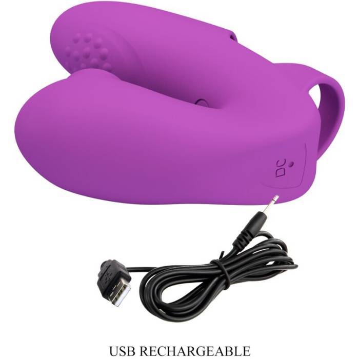 PRETTY LOVE - VIBRADOR DE DEDO ATHENA COM ESTIMULADOR DE CLITÃRIS ROXO