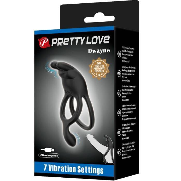 PRETTY LOVE - SETH ANEL VIBRATÃRIO DUPLO COELHO 7 VIBRAÃÃES PRETO