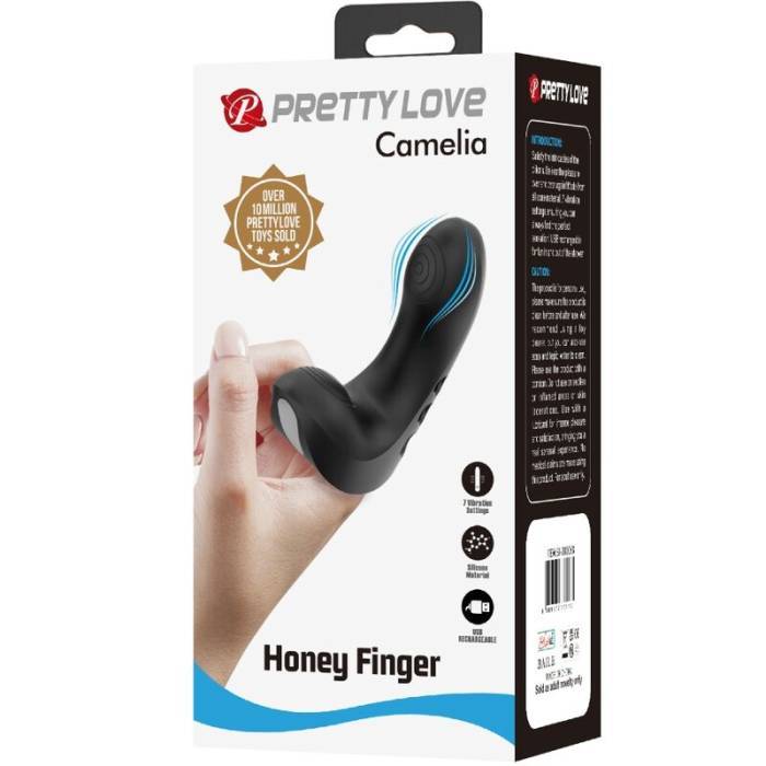 PRETTY LOVE - VIBRADOR DE DEDO CAMELIA 7 VIBRAÃÃES PRETO