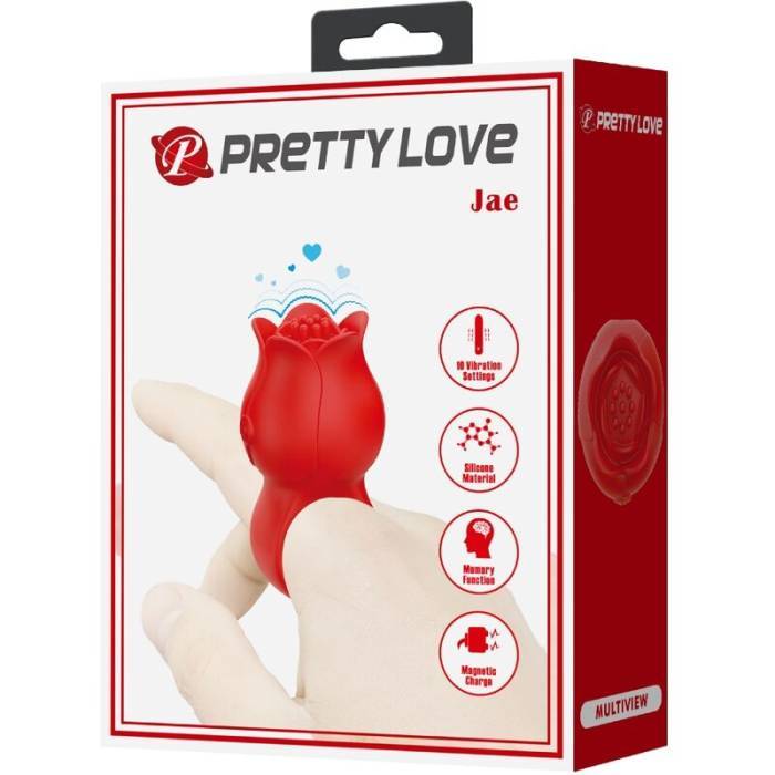 PRETTY LOVE - VIBRADOR DE DEDO EM FORMA DE JAE ROSE 10 VIBRAÃÃES VERMELHO