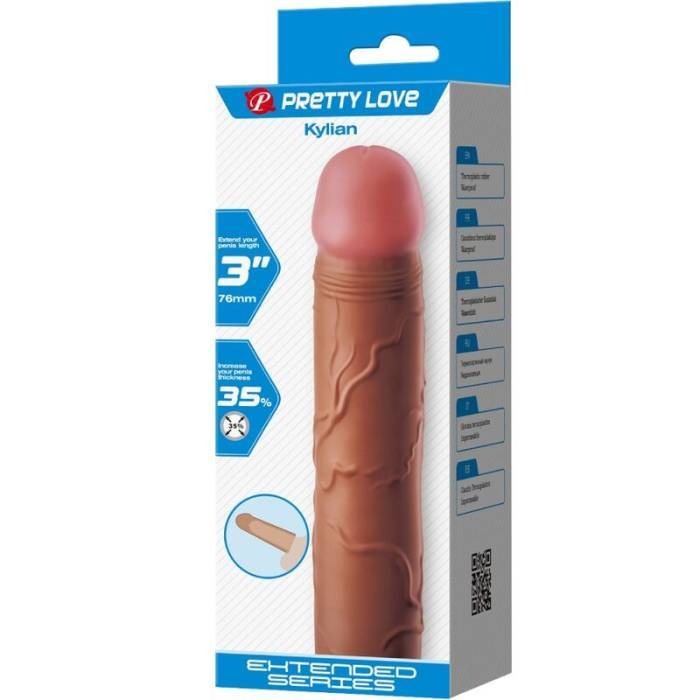 PRETTY LOVE - MANGA PENIS KYLIAN COM EXTENSÃO DE 7,6 CM MULATO
