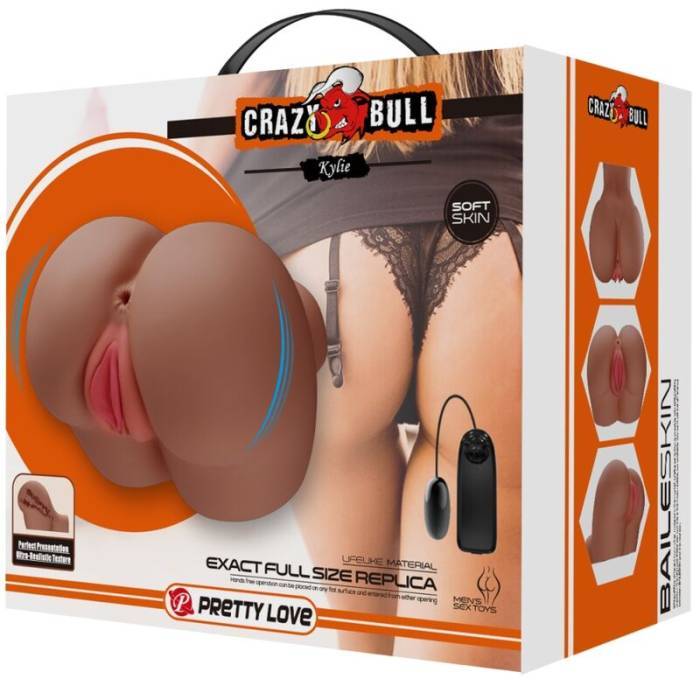 CRAZY BULL - VIBRADOR KYLIE ASS COM CONTROLE REMOTO REALISTA DE VAGINA E ÃNUS