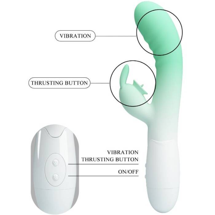 PRETTY LOVE - VIBRADOR CERBERUS RABBIT 30 VIBRAÃÃES VERDE