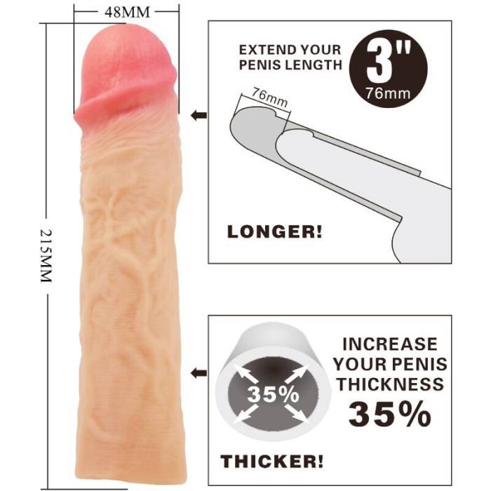 PRETTY LOVE - MANGA DE PÃNIS DEREK COM EXTENSÃO DE 7,6 CM DE CARNE