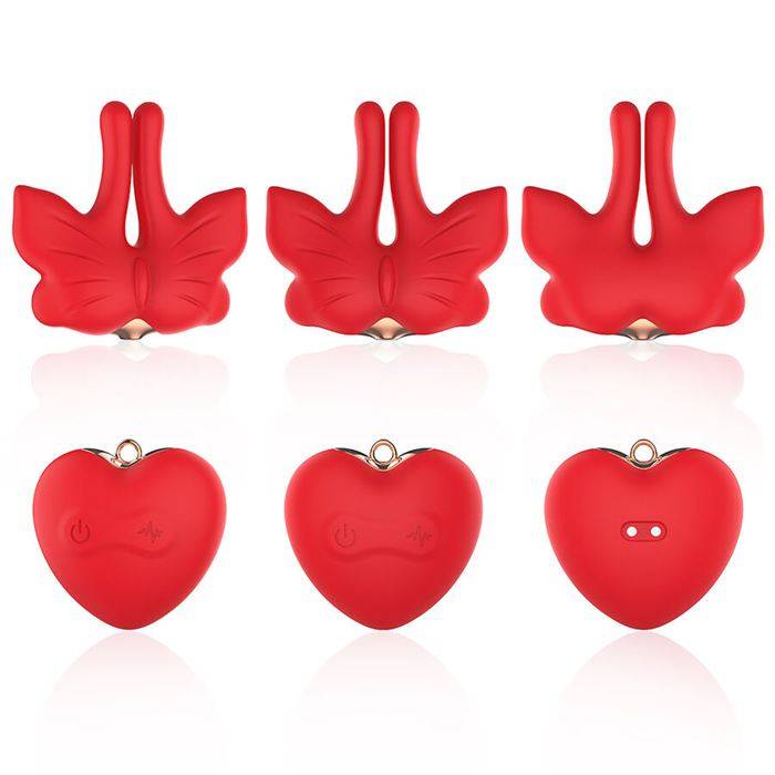 ARMONY - MAGNETIC NIPPLE CLAMPS WITH VIBRATION BUTTERFLY SHAPE RED