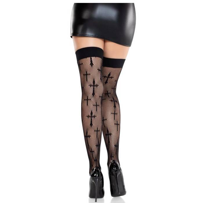 LEG AVENUE - MEIA DE RENDA WORSHIP ME PRETA