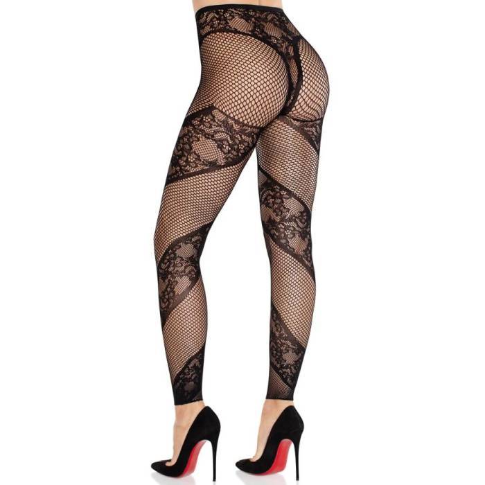 LEG AVENUE - CALÃA MEIA-CALÃA SEM PÃS DE RENDA E TRANSPARÃNCIA PRETA