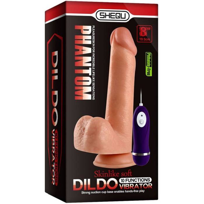 SHEQU - DILDO VIBRATÃRIO FANTASMA COM CONTROLE REMOTO 20 CM