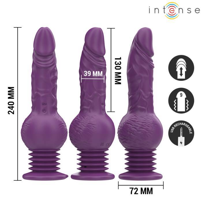 INTENSE - VIBRADOR MULTIFUNCIONAL TATUM COM VIBRAÃÃO PARA CIMA E PARA BAIXO 24 CM ROXO