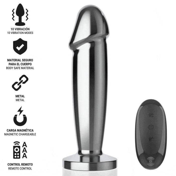 INTENSE - PLUG ANAL 10 VIBRAÃÃES DILDO DE METAL COM CONTROLE REMOTO S
