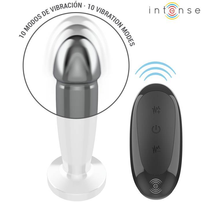INTENSE - PLUG ANAL 10 VIBRAÃÃES DILDO DE METAL COM CONTROLE REMOTO S