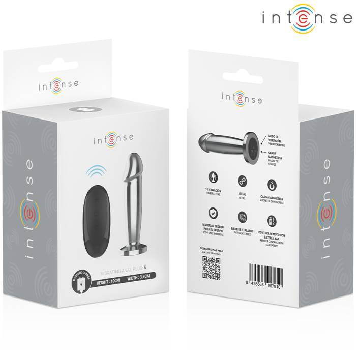 INTENSE - PLUG ANAL 10 VIBRAÃÃES DILDO DE METAL COM CONTROLE REMOTO S