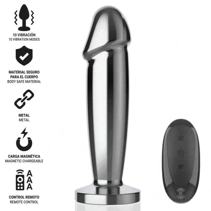 INTENSE - PLUG ANAL 10 VIBRAÃÃES DILDO DE METAL COM CONTROLE REMOTO M