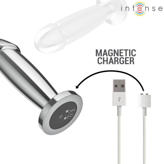 INTENSE - PLUG ANAL 10 VIBRAÃÃES DILDO DE METAL COM CONTROLE REMOTO M