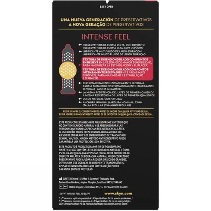 SKYN - PRESERVATIVO TEXTURIZADO DE SENSAÃÃO INTENSA COM DESIGN ONDULADO 10 UNIDADES