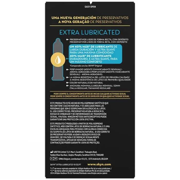 SKYN - PRESERVATIVO EXTRA LUBRIFICADO 10 UNIDADES