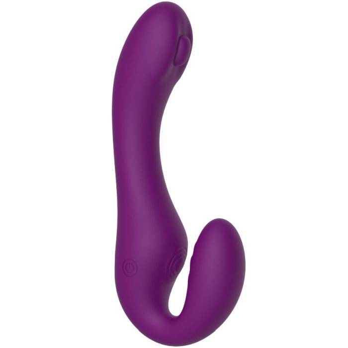 XOCOON - VIBRADOR STRAP-ON 2 EM 1 SEM ALÃAS COM CONTROLE REMOTO ROXO