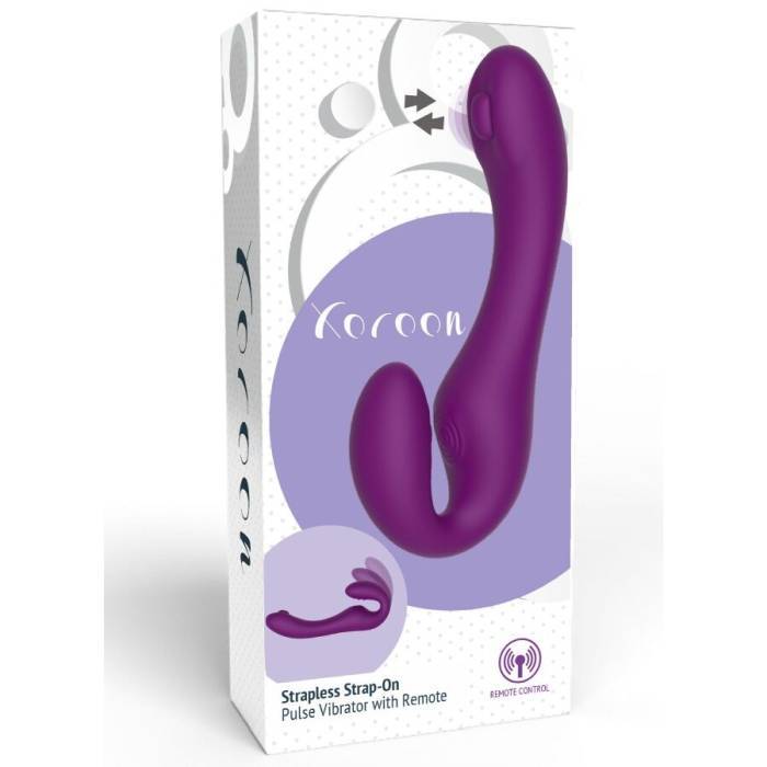 XOCOON - VIBRADOR STRAP-ON 2 EM 1 SEM ALÃAS COM CONTROLE REMOTO ROXO