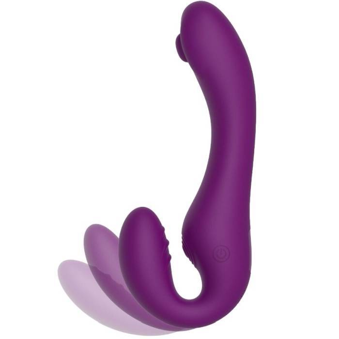XOCOON - VIBRADOR STRAP-ON 2 EM 1 SEM ALÃAS COM CONTROLE REMOTO ROXO