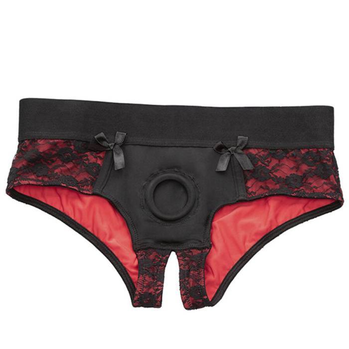CALEXOTICS - CONJUNTO DE CALCINHAS SCANDAL CROTCHLESS COM DILDO TAMANHO P/M