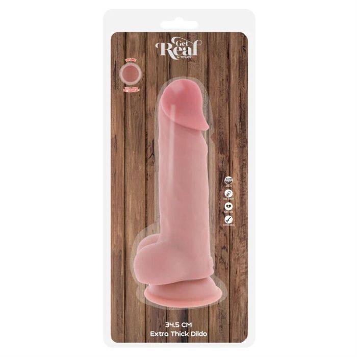 GET REAL - PÃNIS REALISTA DE LUXO COM TESTÃCULOS EXTRA GROSSO DE 34,5 CM