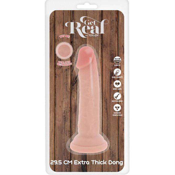GET REAL - PÃNIS DE TPE DELUXE DE DUPLA DENSIDADE E ESPESSURA, 29,5 CM