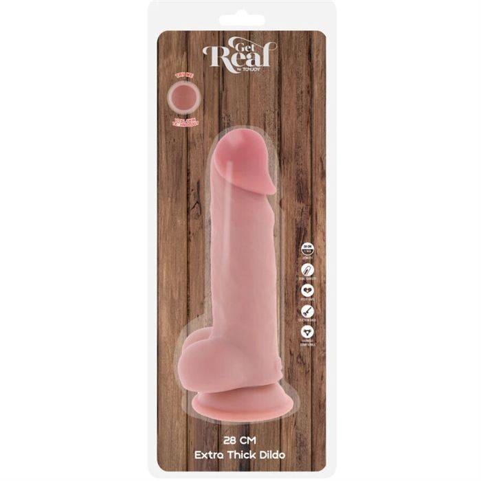 GET REAL - PÃNIS REALISTA DE LUXO COM TESTÃCULOS EXTRA GROSSO DE 28 CM