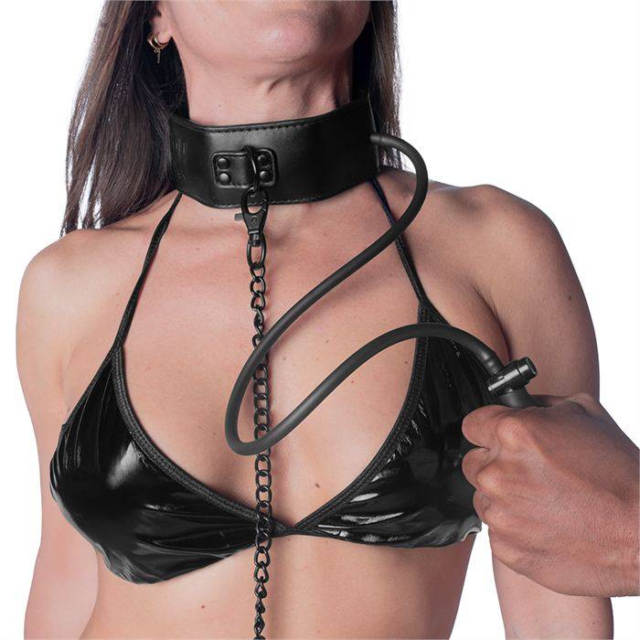 FETISH SUBMISSIVE BONDAGE - COLEIRA DE ESTRANGULAMENTO INFLÃVEL COM CORRENTE