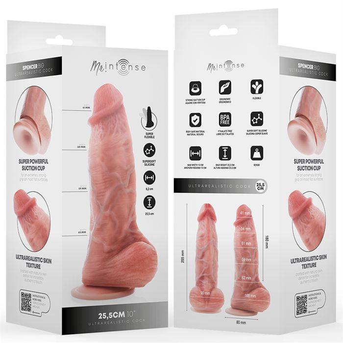 MR INTENSE - DILDO DE SILICONE SPENCER COM PÃNIS GRANDE 25,5 CM -Ã- 6,2 CM