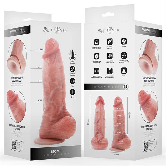 MR INTENSE - DILDO DE SILICONE EXTRAGRANDE SPENCER 28 CM -Ã- 7,3 CM
