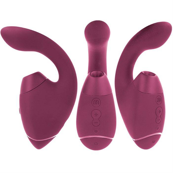 WOMANIZER - DUO NEXT ESTIMULADOR DUPLO DE CLITOR E PONTO G ROSA ESCURO