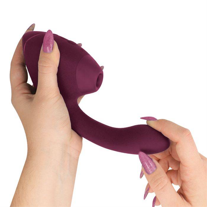 WOMANIZER - DUO NEXT ESTIMULADOR DUPLO DE CLITOR E PONTO G ROSA ESCURO