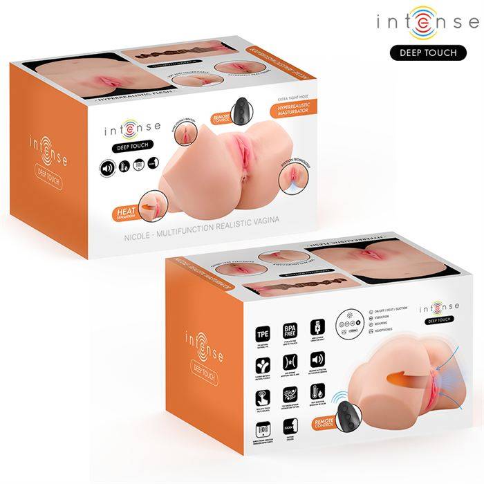 INTENSE DEEP TOUCH - MASTURBADOR ANAL E VAGINAL NICOLE COM EFEITOS DE SUCÃÃO, CALOR, VIBRAÃÃO E VOZ, COM CONTROLE REMOTO, 5.3 KG