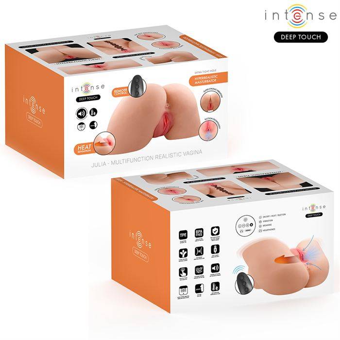 INTENSE DEEP TOUCH - MASTURBADOR ANAL E VAGINAL JULIA COM SUCÃÃO, CALOR, VIBRAÃÃO E EFEITOS DE VOZ COM CONTROLE REMOTO 9 KG