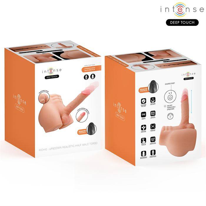 INTENSE DEEP TOUCH - TORSO RICHIE COM ÃNUS E DILDO REALISTA COM FUNÃÃO DE EMPURRAR E VIBRAR, CONTROLE REMOTO, 4,7 KG
