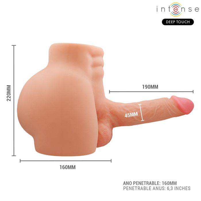 INTENSE DEEP TOUCH - TORSO RICHIE COM ÃNUS E DILDO REALISTA COM FUNÃÃO DE EMPURRAR E VIBRAR, CONTROLE REMOTO, 4,7 KG