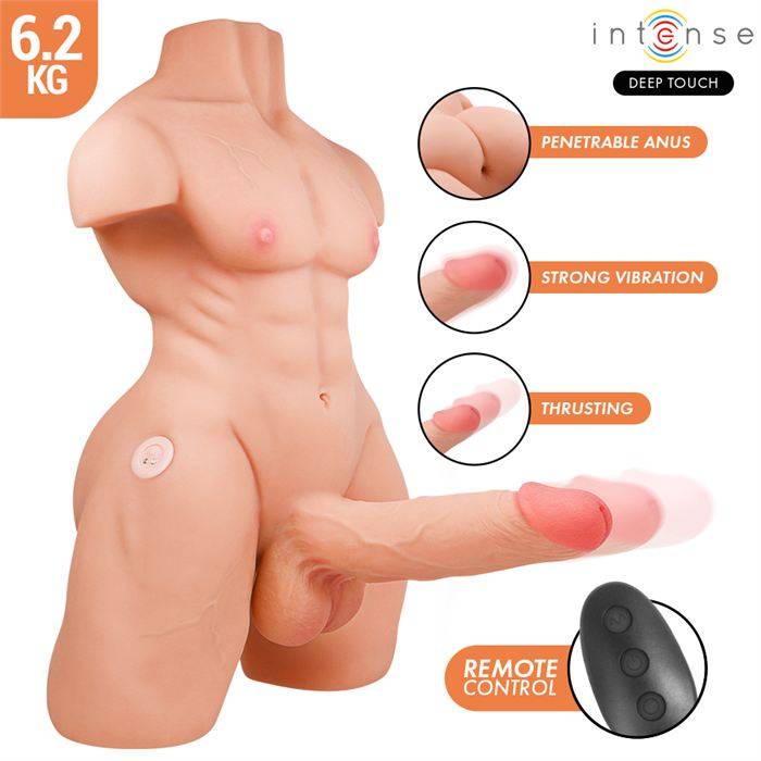 INTENSE DEEP TOUCH - TORSO MARTY COM ÃNUS E DILDO REALISTA COM FUNÃÃO DE PRESSÃO E VIBRAÃÃO, CONTROLE REMOTO, 6,2 KG