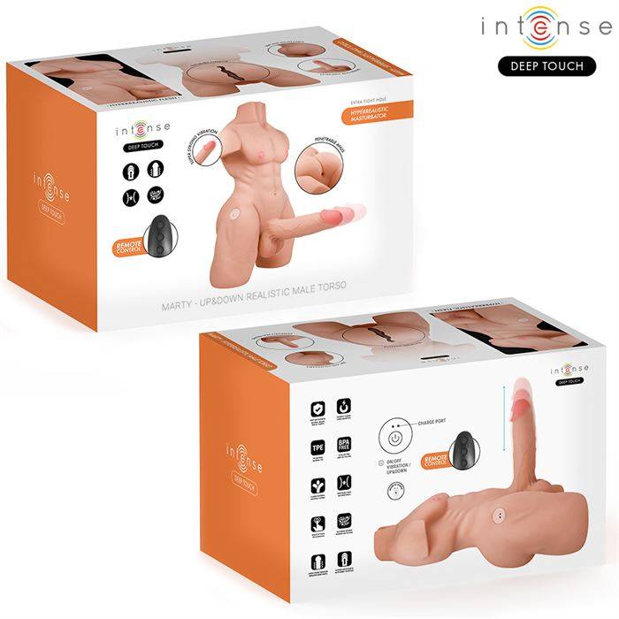 INTENSE DEEP TOUCH - TORSO MARTY COM ÃNUS E DILDO REALISTA COM FUNÃÃO DE PRESSÃO E VIBRAÃÃO, CONTROLE REMOTO, 6,2 KG