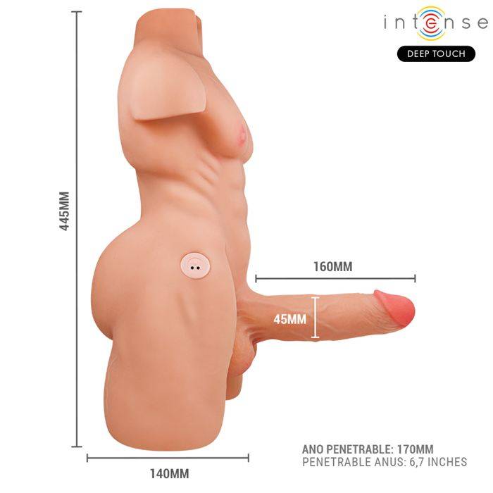 INTENSE DEEP TOUCH - TORSO MARTY COM ÃNUS E DILDO REALISTA COM FUNÃÃO DE PRESSÃO E VIBRAÃÃO, CONTROLE REMOTO, 6,2 KG