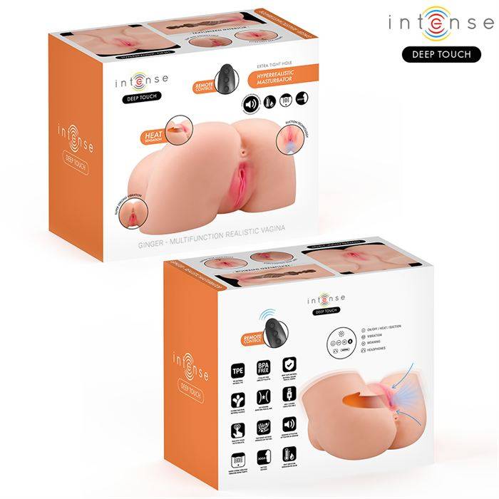 INTENSE DEEP TOUCH - MASTURBADOR ANAL E VAGINAL GINGER COM EFEITOS DE SUCÃÃO, CALOR, VIBRAÃÃO E VOZ, COM CONTROLE REMOTO, 5,3 KG