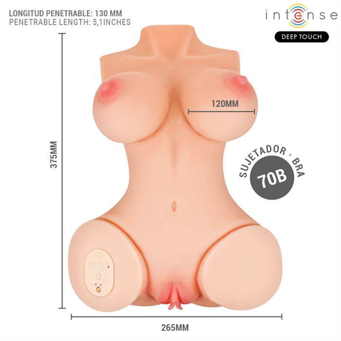 INTENSE DEEP TOUCH - VERO TORSO, ÃNUS E VAGINA COM SUCÃÃO, CALOR, VIBRAÃÃO E EFEITOS DE VOZ COM CONTROLE REMOTO 5,5 KG