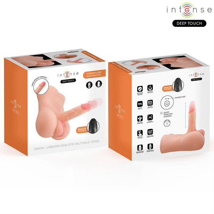 INTENSE DEEP TOUCH - TORSO DAMIEN COM ÃNUS E DILDO REALISTA COM FUNÃÃO DE PRESSÃO E VIBRAÃÃO, CONTROLE REMOTO, 3,5 KG