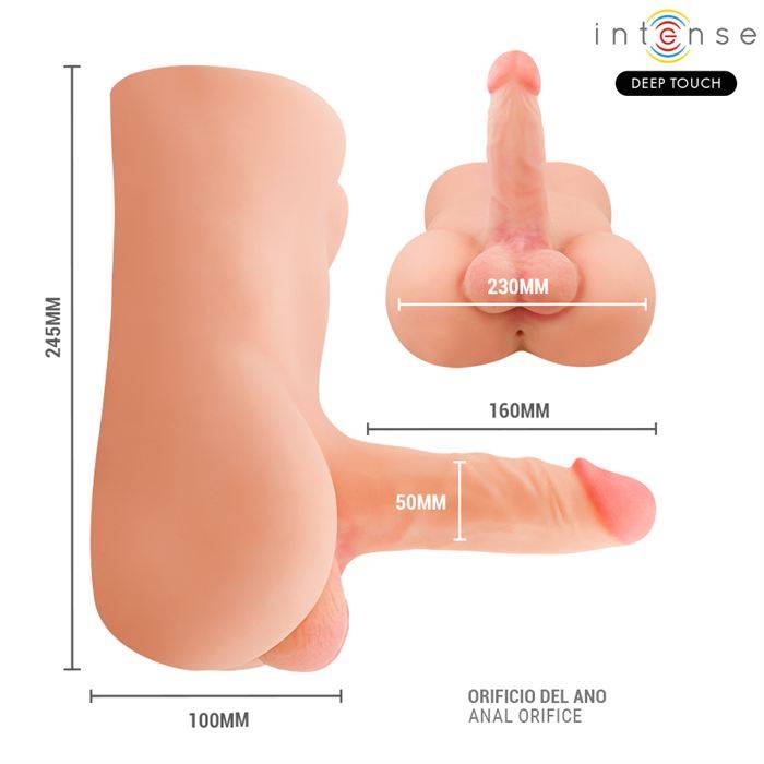 INTENSE DEEP TOUCH - TORSO DAMIEN COM ÃNUS E DILDO REALISTA COM FUNÃÃO DE PRESSÃO E VIBRAÃÃO, CONTROLE REMOTO, 3,5 KG