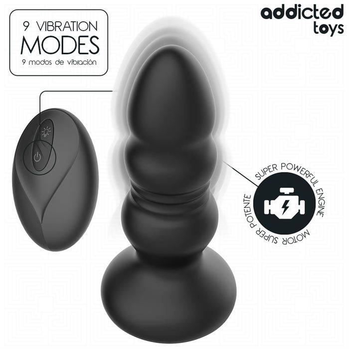 ADDICTED TOYS - PLUG ANAL GIRATÃRIO VIBRATÃRIO COM LUZ LED E CONTROLE REMOTO